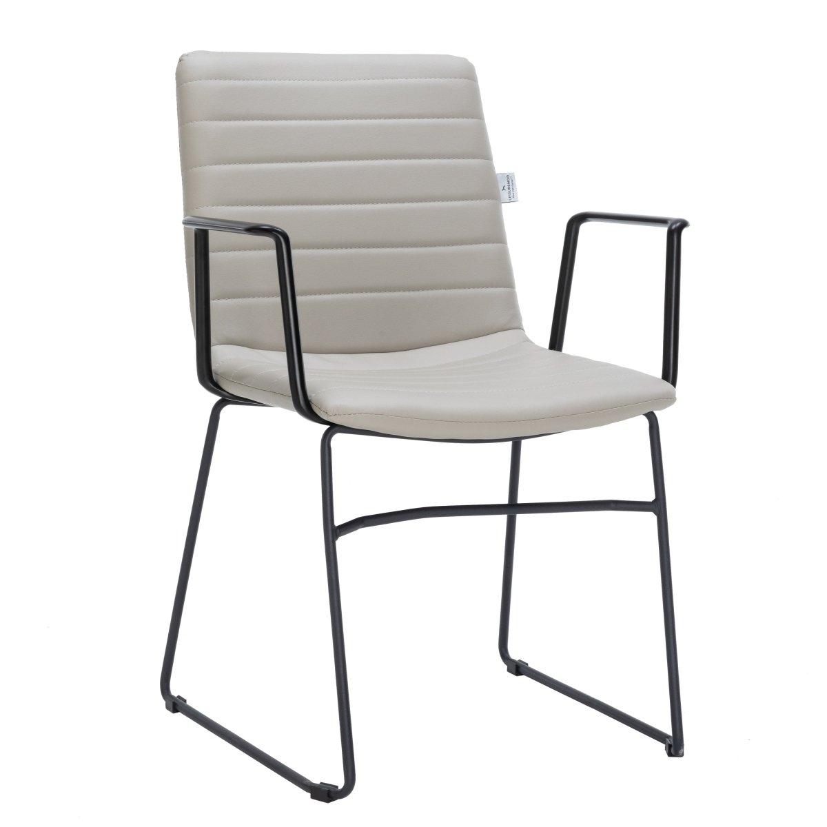 Zylar Leather/Polyester Guest Arm Chair with Powder - Coated Stainless Steel Base