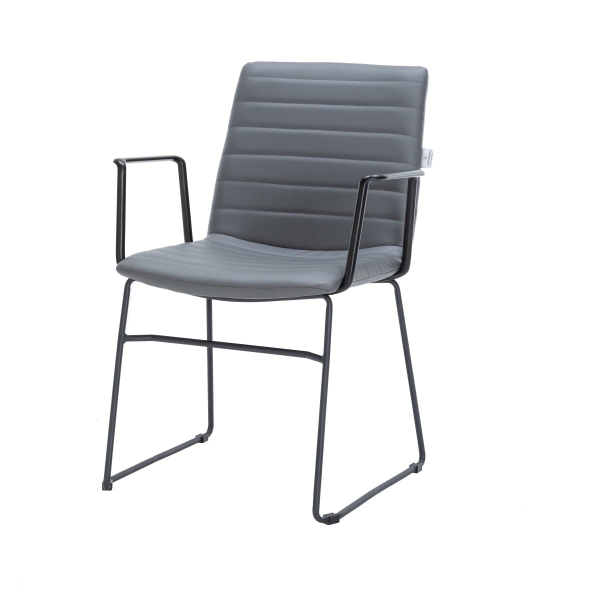 Zylar Leather/Polyester Guest Arm Chair with Powder - Coated Stainless Steel Base