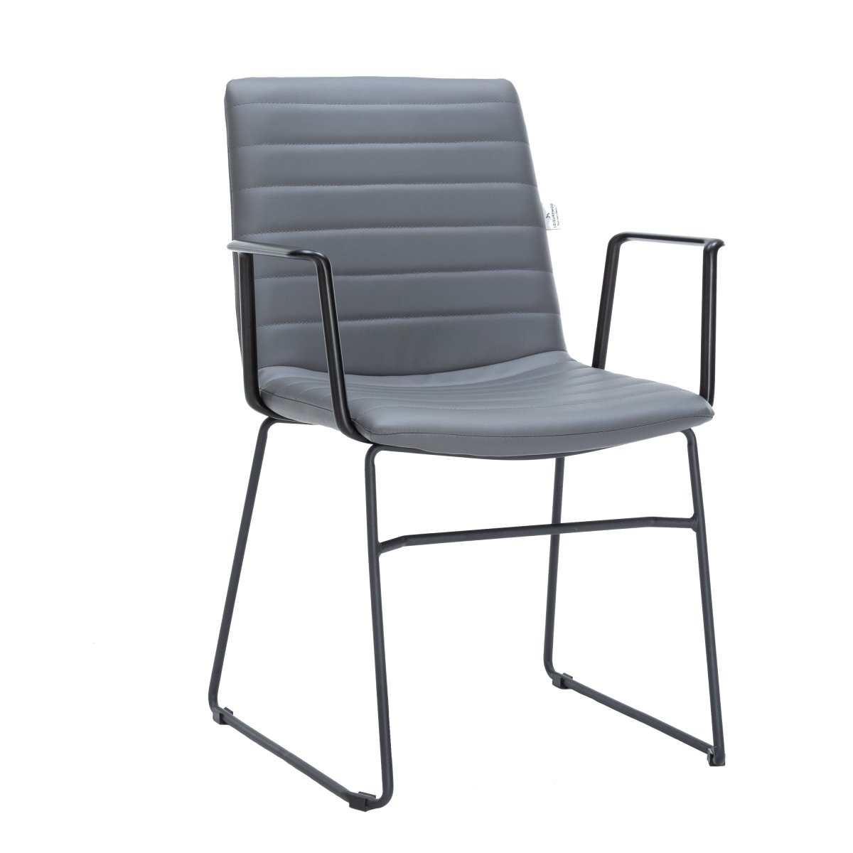 Zylar Leather/Polyester Guest Arm Chair with Powder - Coated Stainless Steel Base