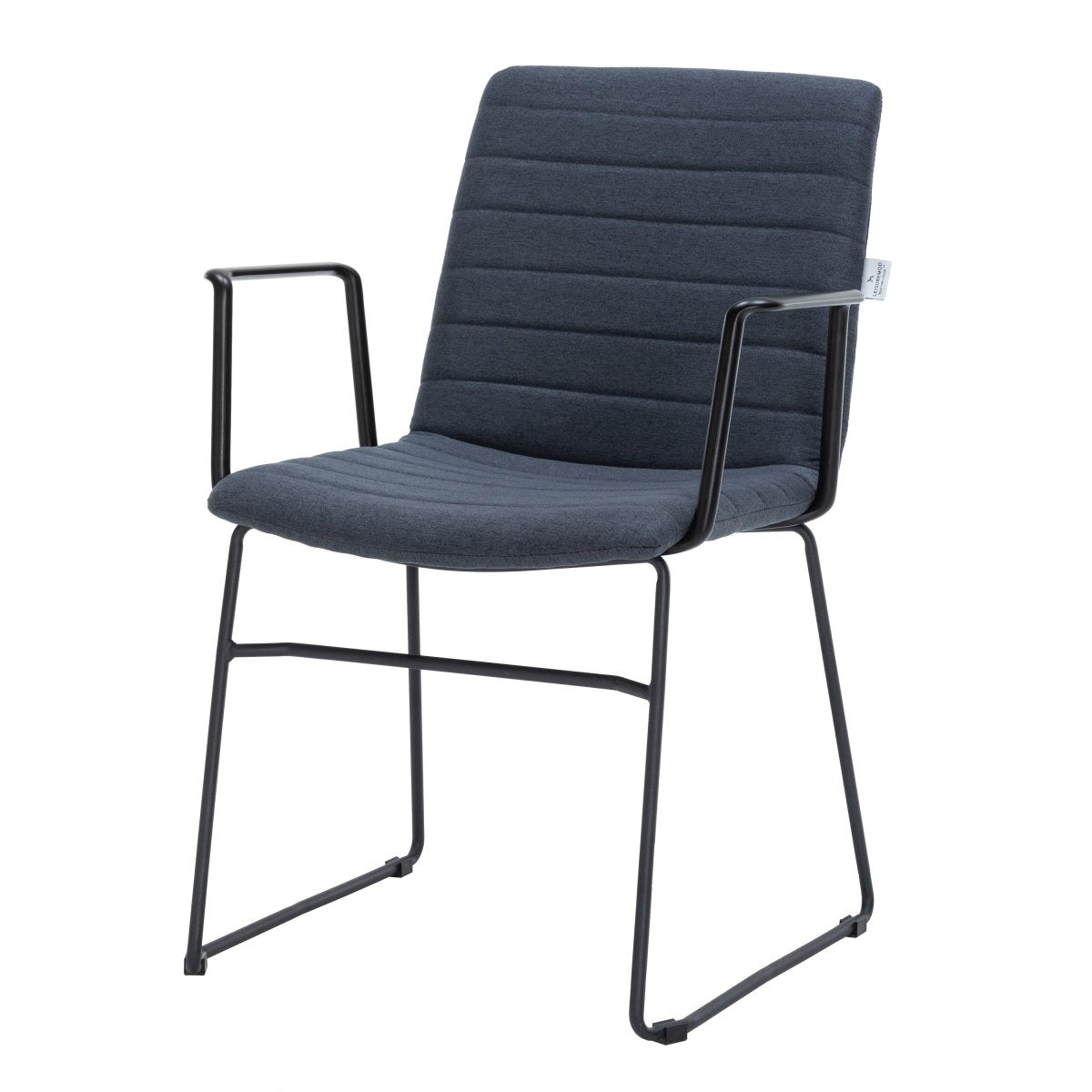 Zylar Leather/Polyester Guest Arm Chair with Powder - Coated Stainless Steel Base