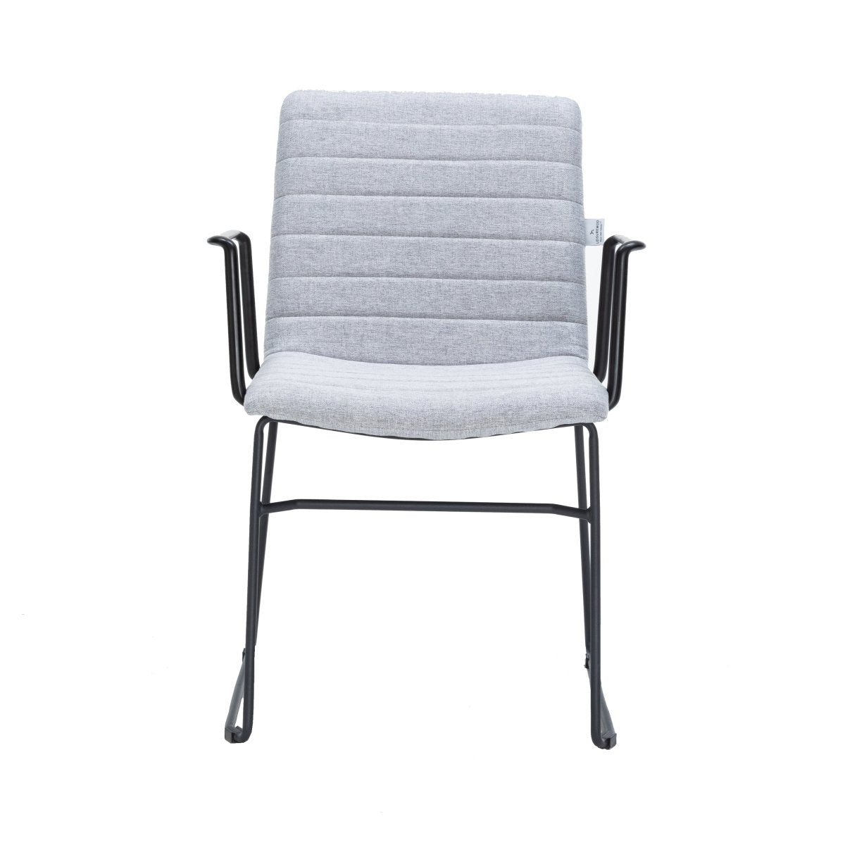 Zylar Leather/Polyester Guest Arm Chair with Powder - Coated Stainless Steel Base