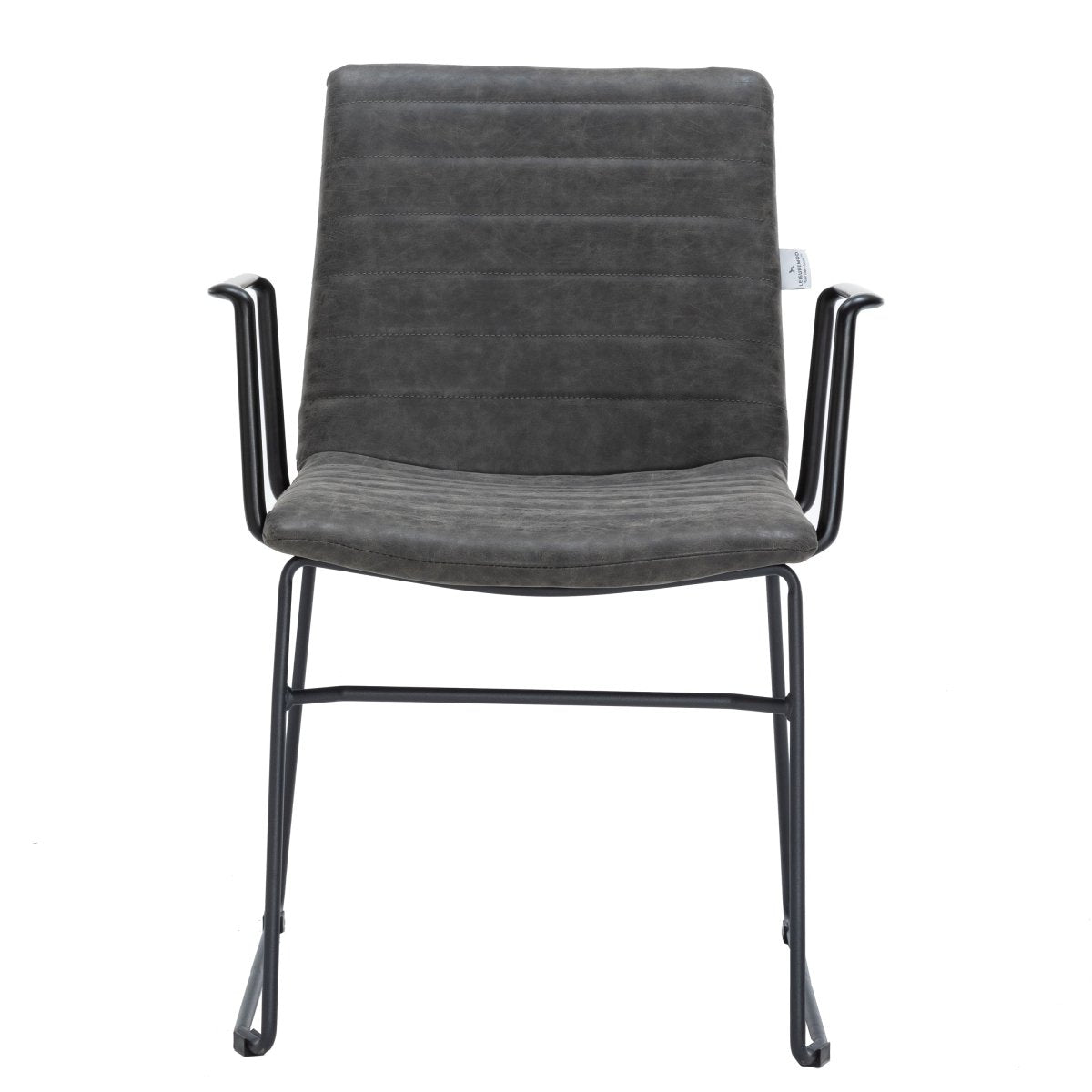 Zylar Leather/Polyester Guest Arm Chair with Powder - Coated Stainless Steel Base