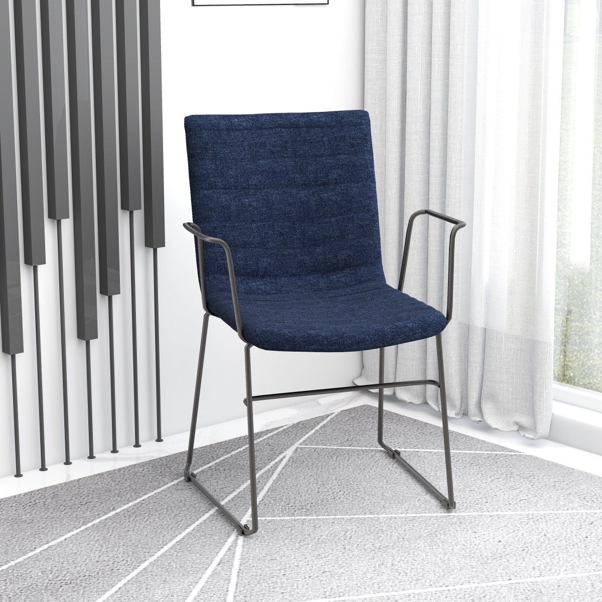 Zylar Leather/Polyester Guest Arm Chair with Powder - Coated Stainless Steel Base