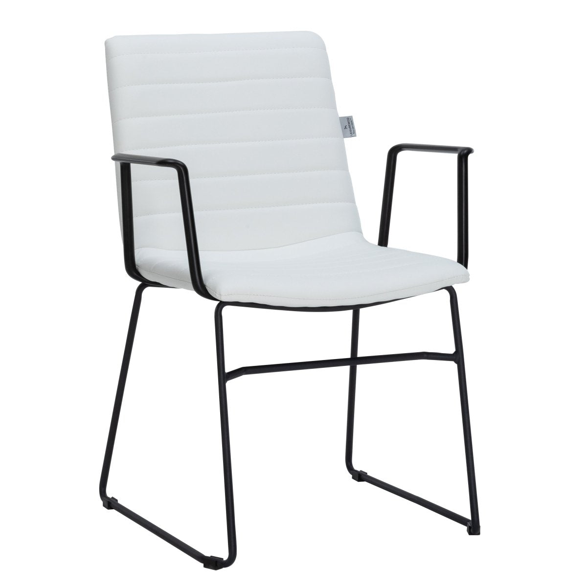 Zylar Leather/Polyester Guest Arm Chair with Powder - Coated Stainless Steel Base
