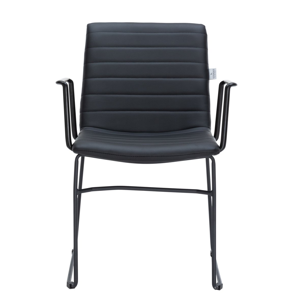 Zylar Leather/Polyester Guest Arm Chair with Powder - Coated Stainless Steel Base