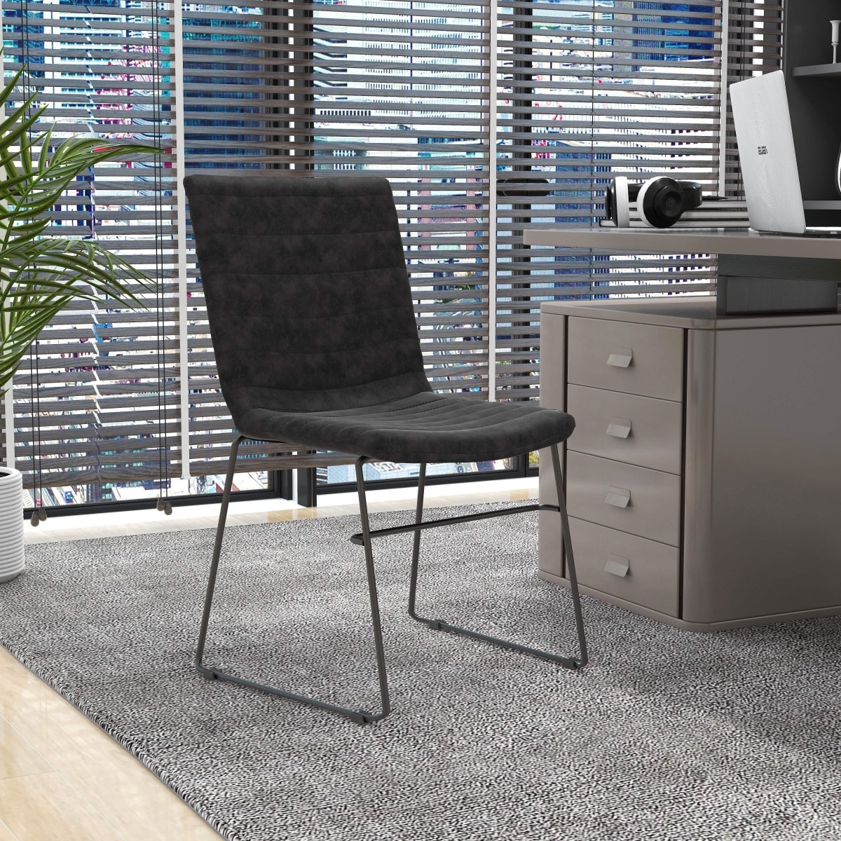 Zylar Leather/Polyester Office Guest Chair with Powder - Coated Stainless Steel Base