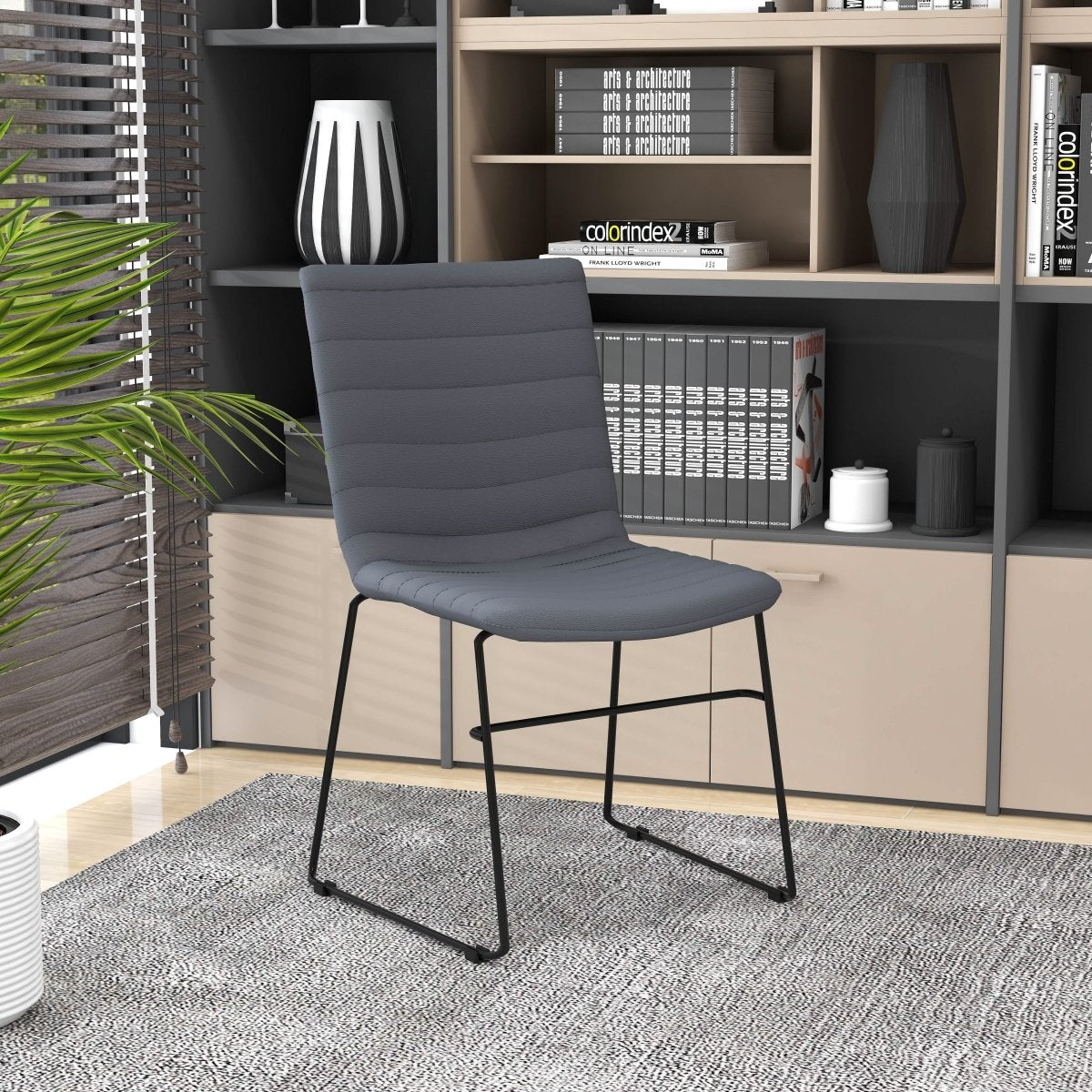 Zylar Leather/Polyester Office Guest Chair with Powder - Coated Stainless Steel Base