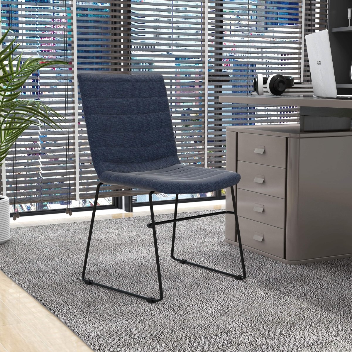 Zylar Leather/Polyester Office Guest Chair with Powder - Coated Stainless Steel Base