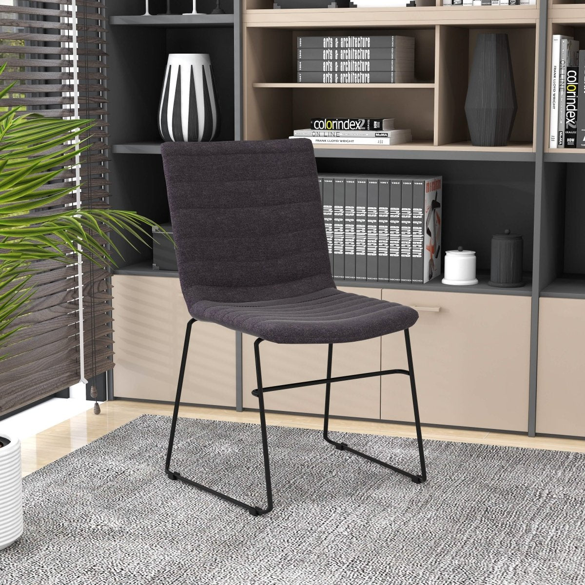 Zylar Leather/Polyester Office Guest Chair with Powder - Coated Stainless Steel Base