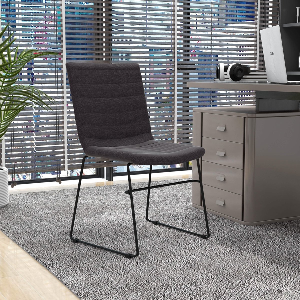 Zylar Leather/Polyester Office Guest Chair with Powder - Coated Stainless Steel Base