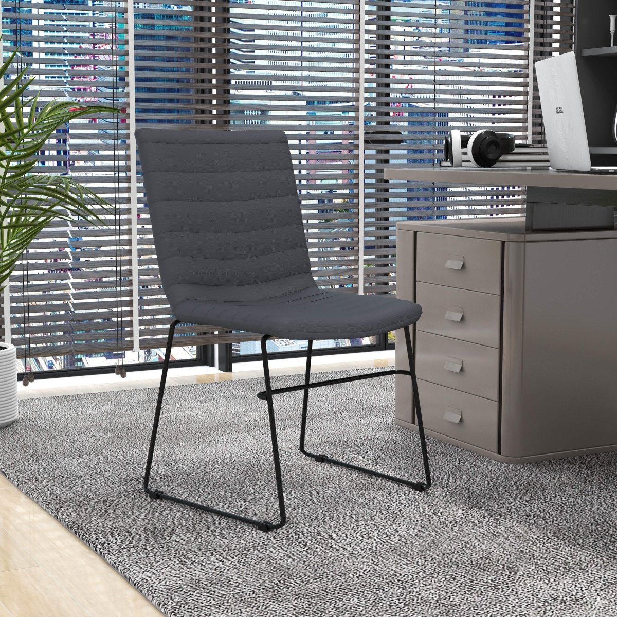 Zylar Leather/Polyester Office Guest Chair with Powder - Coated Stainless Steel Base
