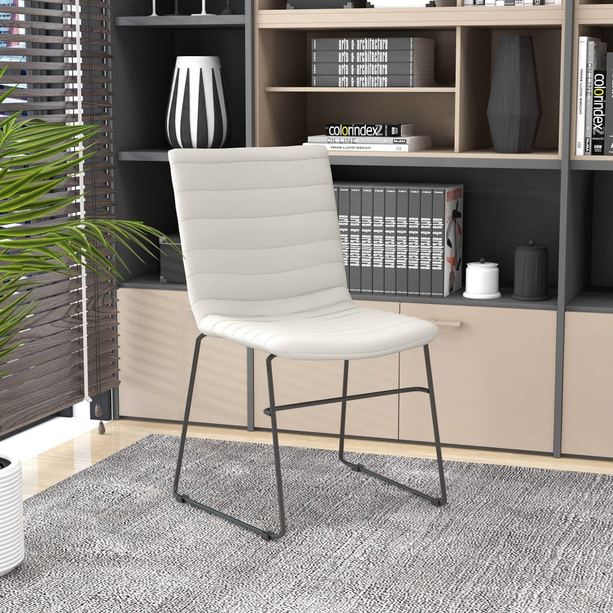 Zylar Leather/Polyester Office Guest Chair with Powder - Coated Stainless Steel Base