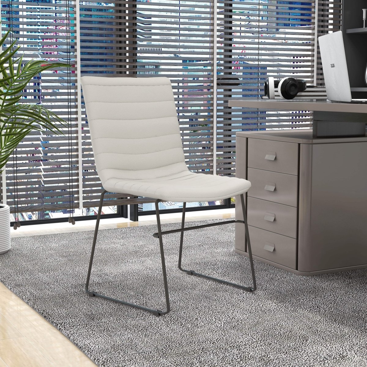 Zylar Leather/Polyester Office Guest Chair with Powder - Coated Stainless Steel Base