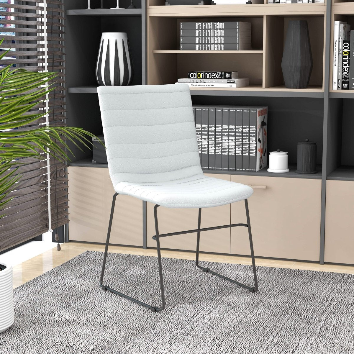 Zylar Leather/Polyester Office Guest Chair with Powder - Coated Stainless Steel Base