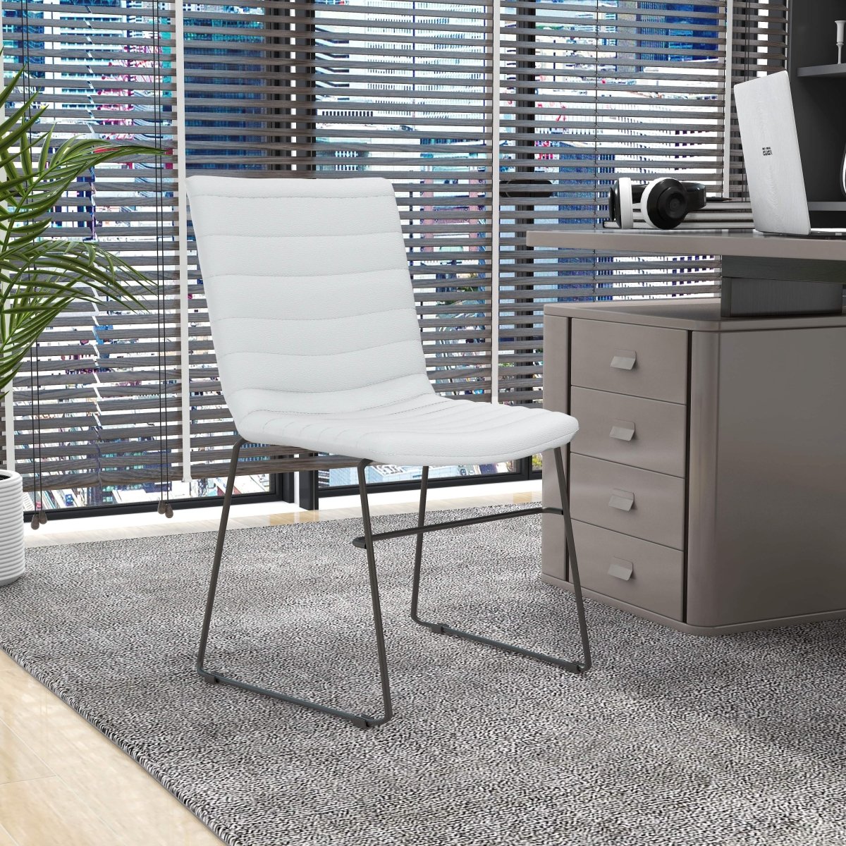 Zylar Leather/Polyester Office Guest Chair with Powder - Coated Stainless Steel Base