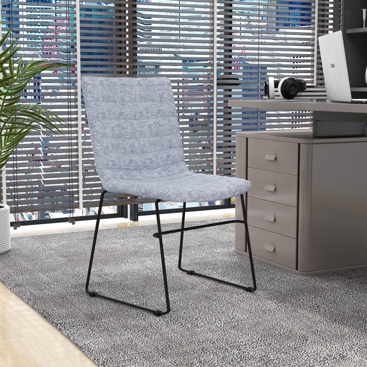 Zylar Leather/Polyester Office Guest Chair with Powder - Coated Stainless Steel Base