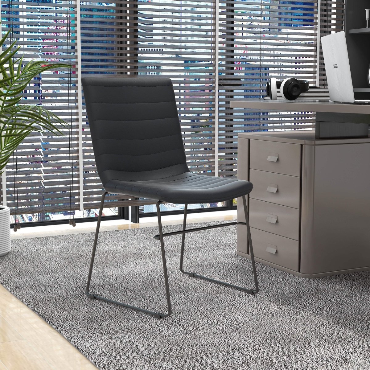 Zylar Leather/Polyester Office Guest Chair with Powder - Coated Stainless Steel Base